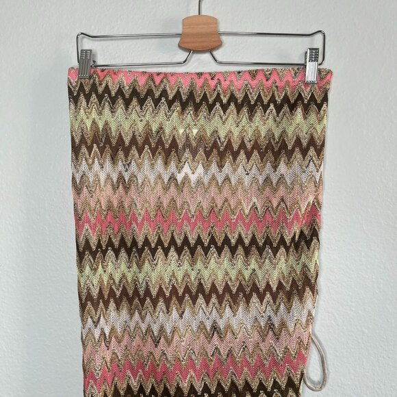 Elif For Jordan Taylor Multicolor Chevron Knit Asymmetrical Skirt Swim Cover-Up - Picture 3 of 10